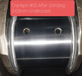 Crankpin no. 5 of Caterpillar 3416B after polishing grinding