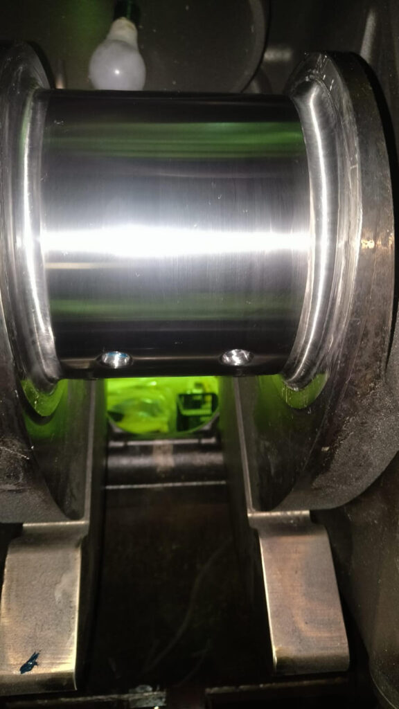 Caterpillar 3616 crankpin after grinding and polishing