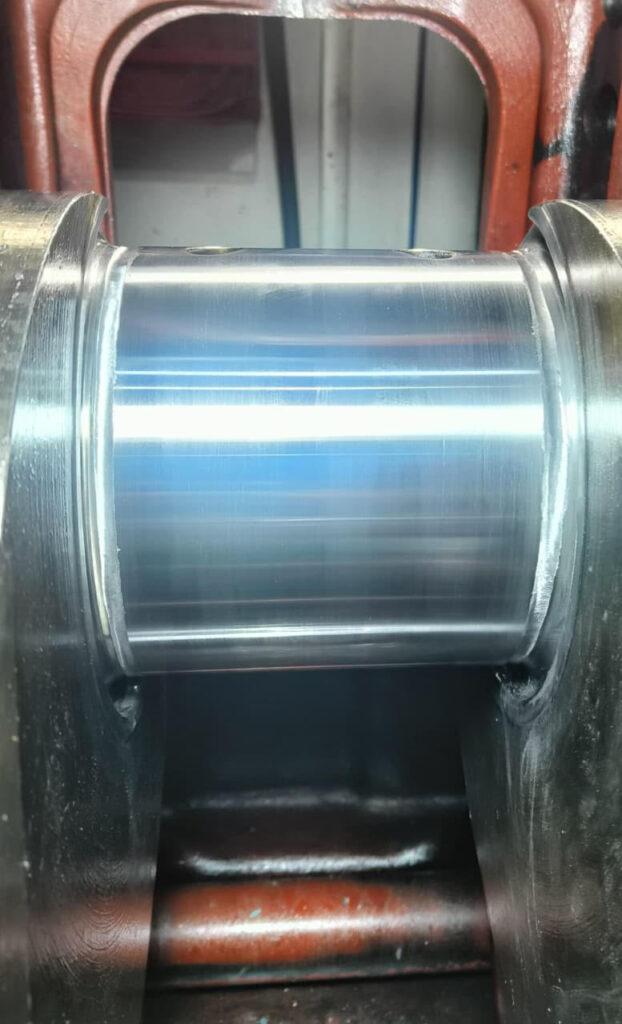 Crankpin after grinding and polishing