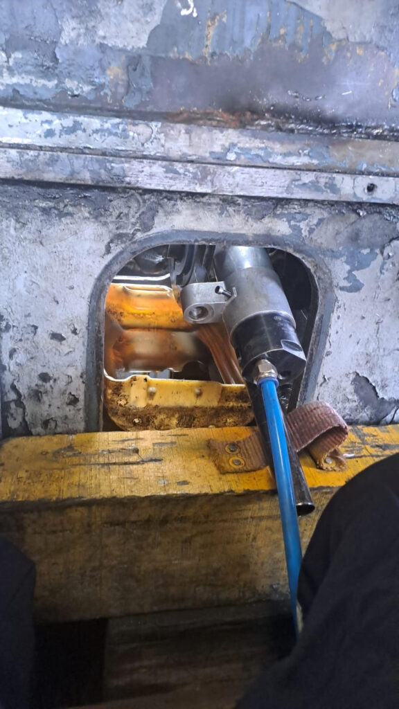 Crankpin Grinding Operation in Progress of Locomotive Engine YDM4 ALCO 251