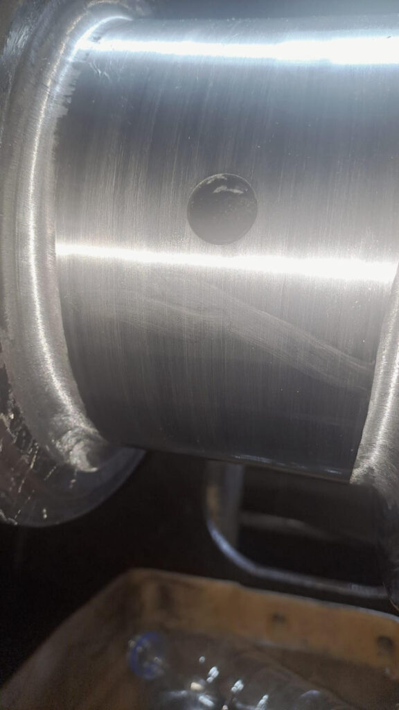 Damaged crankpin after grinding and polishing